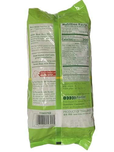 Asian Best Premium Rice Stick Noodle, Non GMO, Gluten Free, Small Size, 2mm,16 oz (3 Pack)
