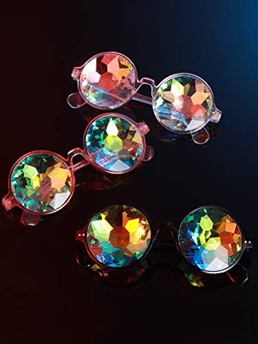Yaomiao 3 Pieces Kaleidoscope Rave Glasses Goggles Kaleidoscope Sunglasses Diffraction Glasses Prism Rainbow Sunglasses