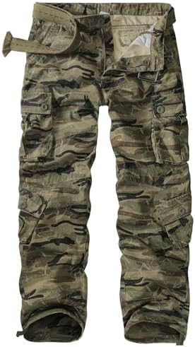 Mens Cargo Pants Camo Work Tactical Rip Stop BDU Casual Army Military Pants | 100% Cotton,Wear Resistant,Breathable,Sweat-absorbent,Men's Wild Cargo Pants with 8 Pockets,Relaxed Loose Fit Hiking Pants