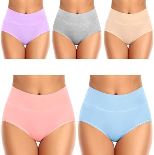 Womens Tummy Control Underwear Cotton High Waisted Full Briefs