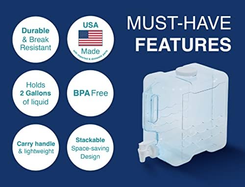 Arrow Home Products 2 Gallon Drink Dispenser for Fridge - Plastic Beverage Dispenser with Spigot for Easy Dispensing - BPA Free Plastic - Convenient
