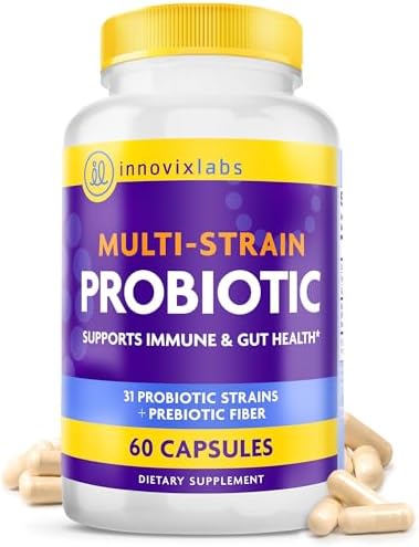 InnovixLabs Multi Strain Probiotics for Women & Men (60 Capsules) | Helps Supports Immune & Gut Health, 31 Probiotic Strains + Prebiotic Fiber