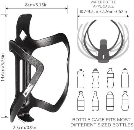 CNC Bike Water Bottle Holder，2-Pack Bike Bottle Cage for MTB Road Bike，Black