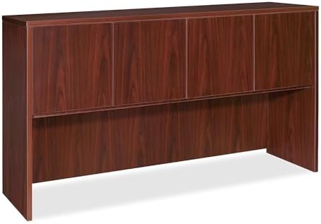 Lorell Hutch with Doors, 66 by 15 by 36-Inch, Mahogany