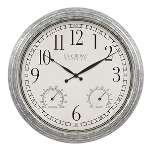 lacrosse, la crosse, 433-3236, outdoor clock, quartz, analog, temperature, humidity, wall clock