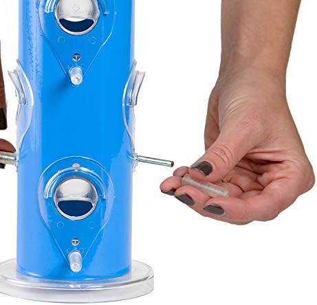 Perky-Pet Blue Metal Tube Wild Bird Feeder - 1 lb Capacity for Wild Bird Seed - Durable Construction - 391