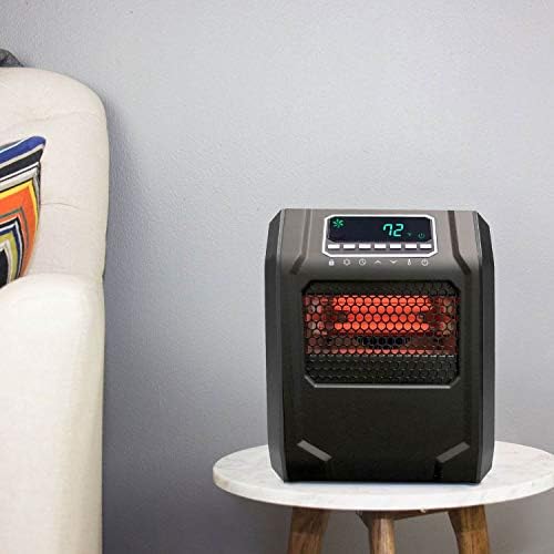 LIFESMART GLOBAL 1500 Watt 4 Element Portable Electric Infrared Quartz Bulb Room Heater for Indoor Use with 3 Heat Settings and Digital Panel - Black