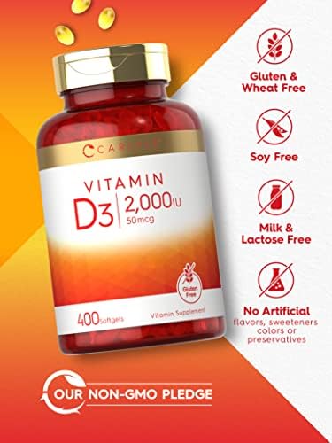 Carlyle Vitamin D3 2000IU Softgels | 400 Count | 50 mcg