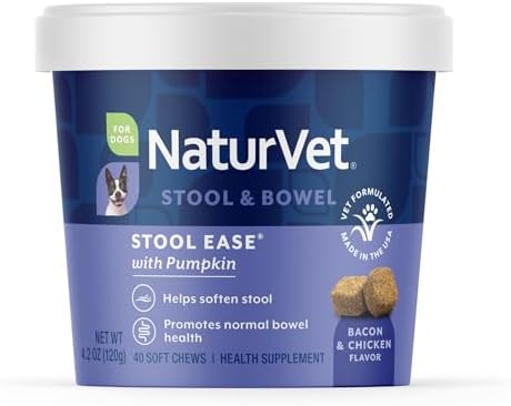 NaturVet – Stool Ease for Dogs – 40 Soft Chews – Helps Maintain Regular Bowel Movements – Enhanced with Sugar Beet Pulp