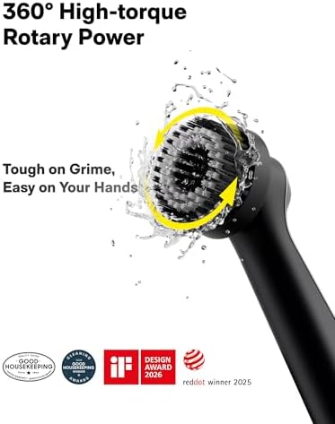 HOTO Wand™ Cordless Spin Scrubber, Electric Grout Brush, 12 Brush Heads | IPX7 Full Body Waterproof Bathroom Scrubber, Cleaning Brush for Grout