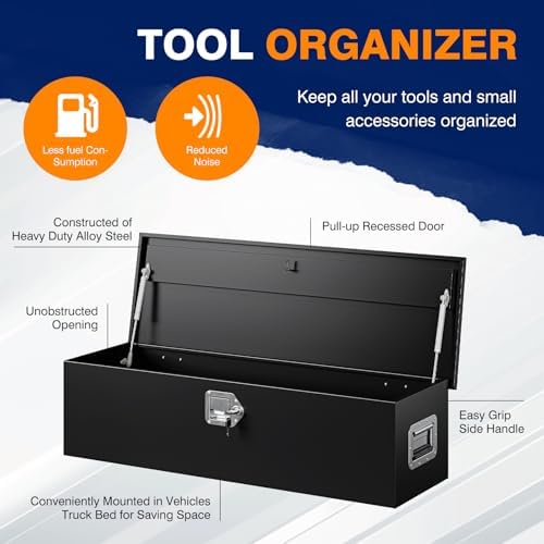 30 Inch Steel Heavy Duty Truck Bed Tool Box, Trailer Tongue Tool Box with Lock and Keys, Tool Box for Storage, Utility Trailer Tool Box for Truck, Pickup, RV, Trailer