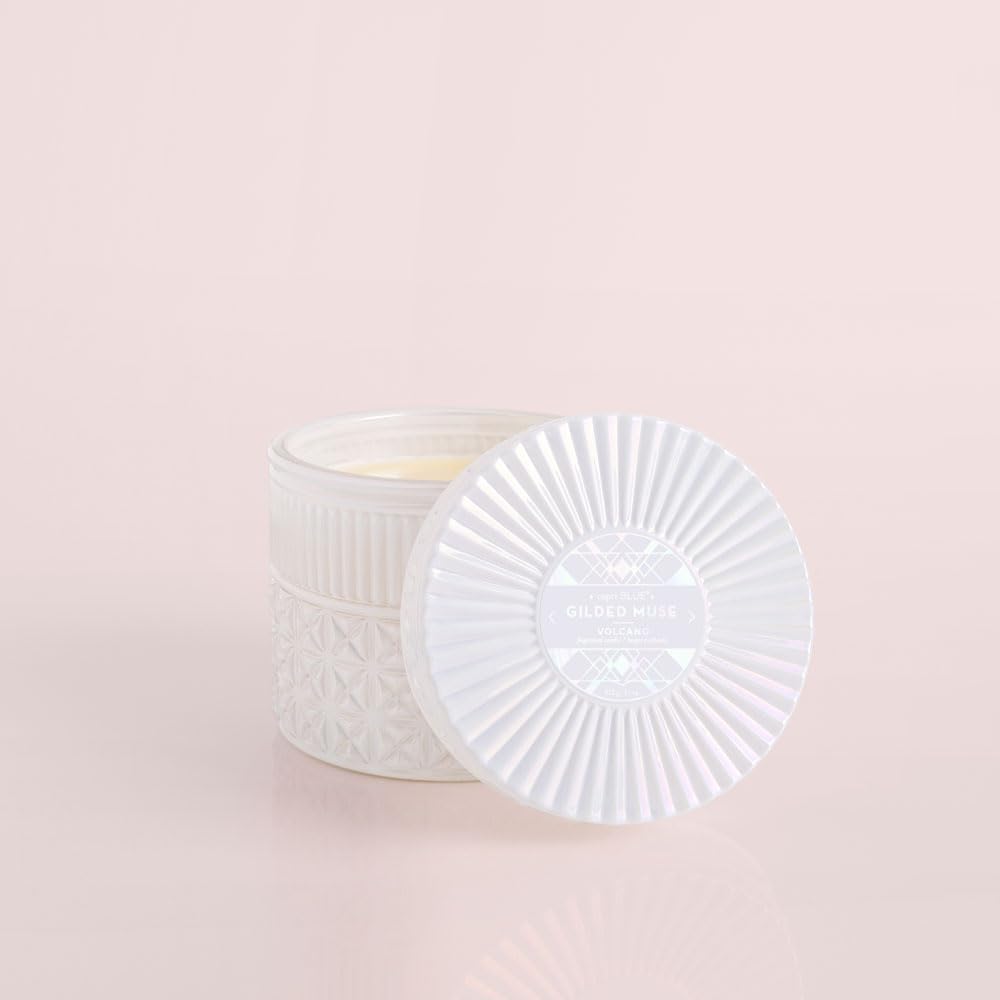 Capri Blue Gilded Muse Faceted Decorative Candle - Scented Candles with Sugared Citrus & Tropical Fruits - Long Lasting Soy Wax Blend - Home Decor