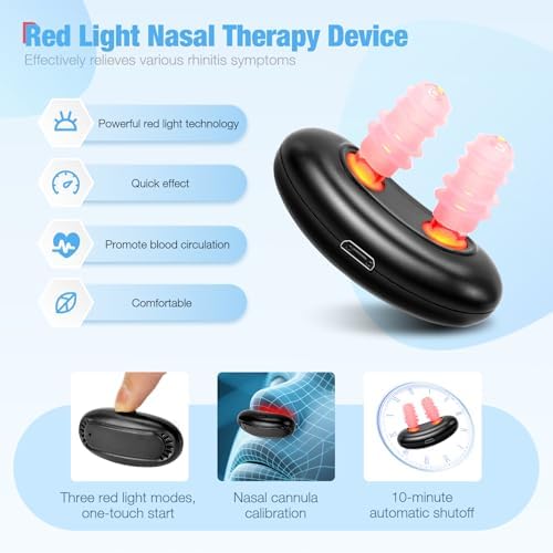 Red Light Nasal Therapy Device, Three Light Therapy Modes, Portable Red Light Therapy for Nose
