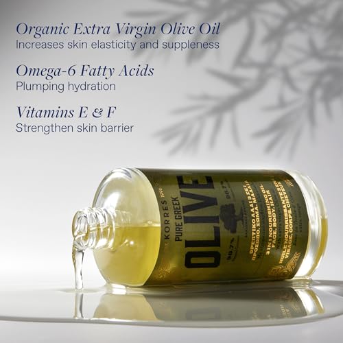 KORRES Extra Virgin Olive Oil for Face, Hair & Body, Moisturizer 3.38 Fl Oz | For Dry Skin and Hair, Pure, Greek Cold Pressed Olive Oil