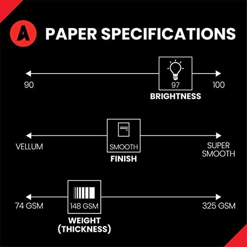 Accent Opaque White Printer Paper, 8.5” x 11” 24lb Bond/60lb Text Copy Paper – 500 Sheets (1 Ream) – Premium Computer Paper with Smooth Finish, 97 Bright, 89gsm – Multipurpose White Paper – 109355R