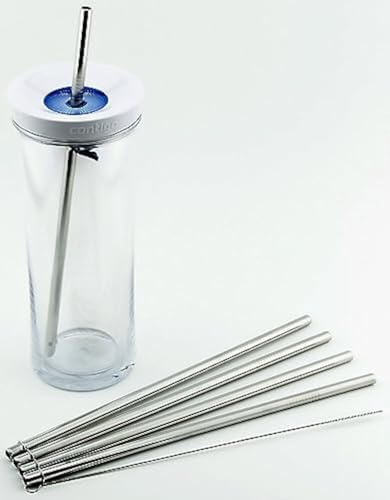 4 Pack Cocostraw for Contigo Shake and Go 20 oz Auto Close Tumbler PerfectFIT 18/8 Stainless Steel Drinking Straws With Cleaning Brush