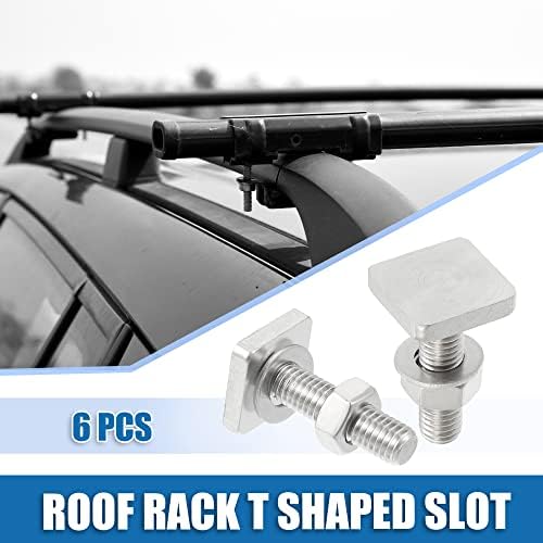 Car Roof Rack T Shaped Slot Bolt M8 W/Nuts Washer T Shaped Track Bolts Roof Rack Cargo Carrier Bolt Accessories Stainless Steel (Pack of 6)