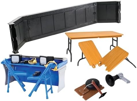 Commentators Corner Playset for Wrestling Figures | Build Complete Ringside Scenes with a 20-Inch Barricade, Commentator Table, 2 Breakable Tables