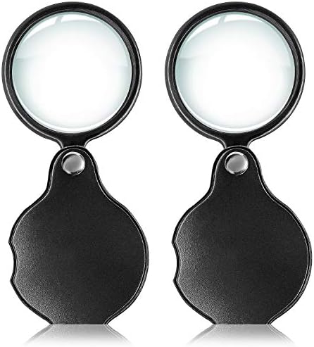Wapodeai 2pcs 10x Small Pocket Magnify Glass