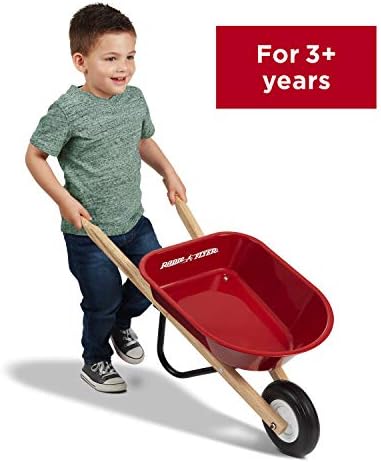 Radio Flyer Classic Kids Wheelbarrow, For Kids 3+, Seamless Steel Tray with No-Scratch Edges, Real Wooden Handles, Durable Front Wheel