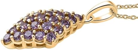 Amethyst Color Cubic ZirconiaPendant Steel Necklace 20"