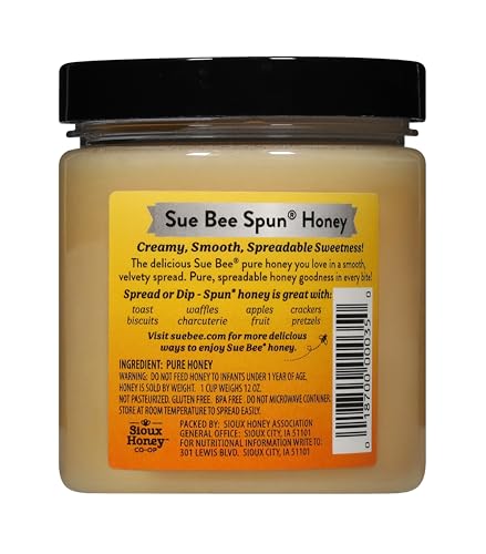 Sue Bee Premium Spun Honey, Pure Honey, Product of USA, US Grade A, Whipped Honey, 12 Ounce (Pack of 1)