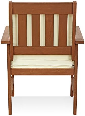 Furinno TIOMAN Patio Chair, Mediterranean Outdoor Lawn Chair, Armchair with Cushion, for Patio, Garden, Porch, Natural