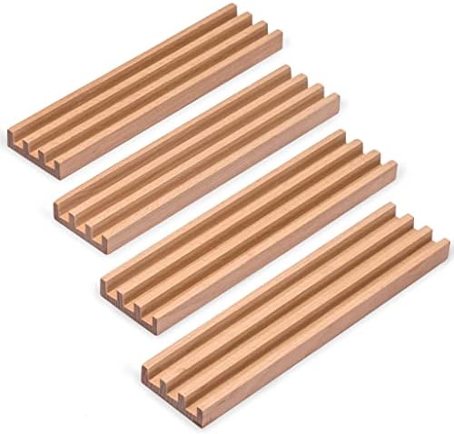 Yellow Mountain Imports Premium Beechwood Domino Racks/Trays (10-Inch) - Set of 4 - Domino Holders for Mexican Train
