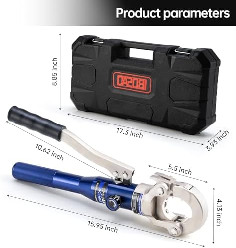 Copper Tube Fittings Hydraulic Pipe Crimping Tool with 1/2",3/4" and 1" Jaw Copper Pipe Press Crimper Pressing Pliers, with Pipe Cutter