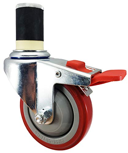 4" NSF Certified Total Locking Caster Wheels (Set of 4) for Stainless Steel Kitchen Prep Tables – Commercial Grade, Fits 1-1/2" ID Tubing