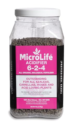 MicroLife Acidifier (6-2-4) Professional Grade Granular Organic Fertilizer (for Acid Loving Plants) Roses Blueberries Azaleas Camellias, 7 LBS