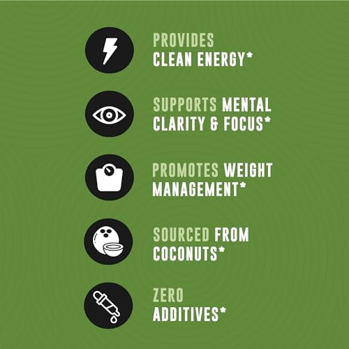 100% Coconut MCT Oil Liquid, 32 Fl Oz | MCT Oil C8 C10 for Sustained Mental Energy & Focus - Support Great for Smoothies Salads Coffee - Palm Free, Keto Friendly