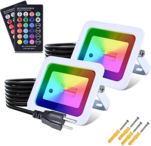 MIWAT 20W 2Pack LED Flood Light, White LED Work Light with Plug