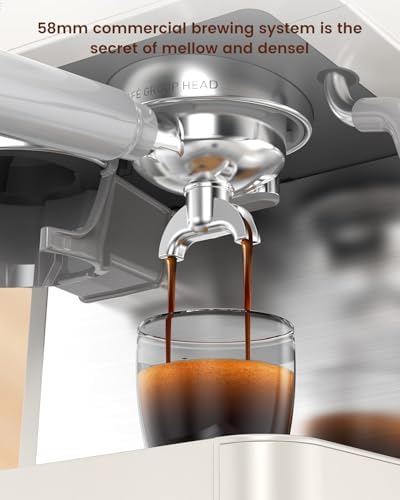 (2026 Upgrade) Espresso Machine with Grinder, 15 Bar Expresso Coffee Machines, Professional Coffee Maker for Latte&Cappuccino with Milk Frother, Expresso Machines for Home Descaling Kit Included White