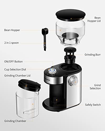 SHARDOR Electric Burr Coffee Grinder 2.0, Automatic Coffee Bean Grinder for Home Use