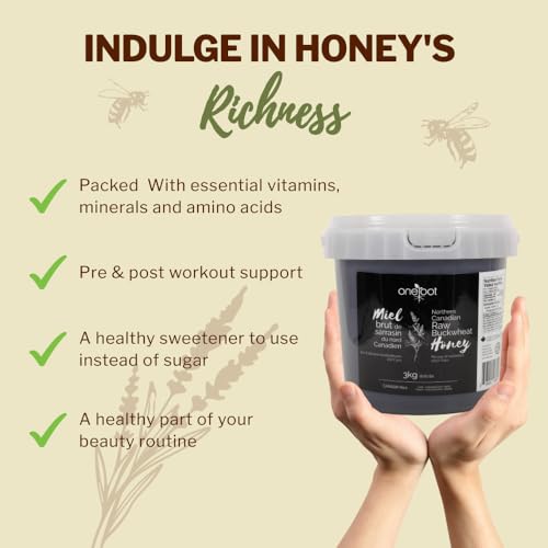 OneRoot Raw Buckwheat Honey – 500g / 17.6oz, Unheated & Unprocessed Dark – Nutrient-Rich, Antioxidant-Packed Natural Sweetener – Pure & Unfiltered Honey