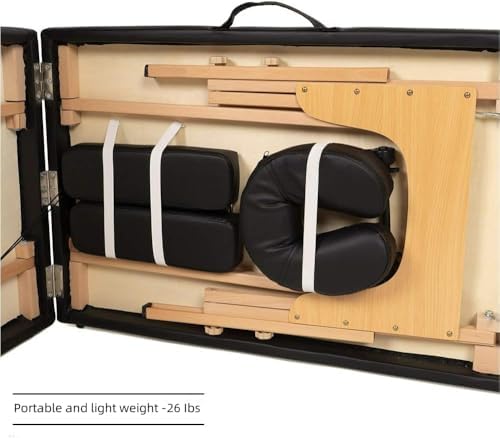 BestMassage | Portable Massage Table | 24" Wide, Black PU Leather | Lightweight, 2-Fold Massage Table with Height Adjustment, 450lbs Capacity, Carry Bag | For Massage, Facial, Tattoo, Home, Spa