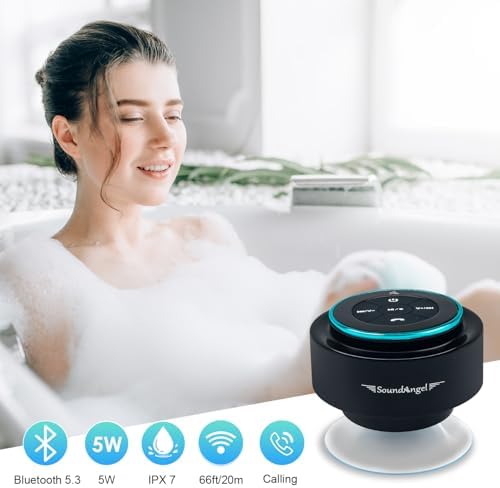 XLEADER, Upgraded, Pro Shower Speaker, Certified IPX7 Waterproof Bluetooth Speaker, with Suction Cup, Silicone Lanyard, 8W Crystal Sound&Rich Bass