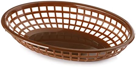 New Star Foodservice Fast Food Baskets, 9 1/4-Inch x 6-Inch Oval, Set of 12, Brown