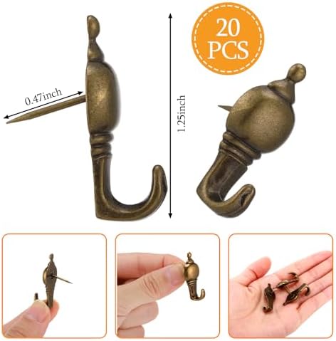 Hotop 20 Pieces Zinc Alloy Flower Push Pin Hangers Pin Hook,Lotus