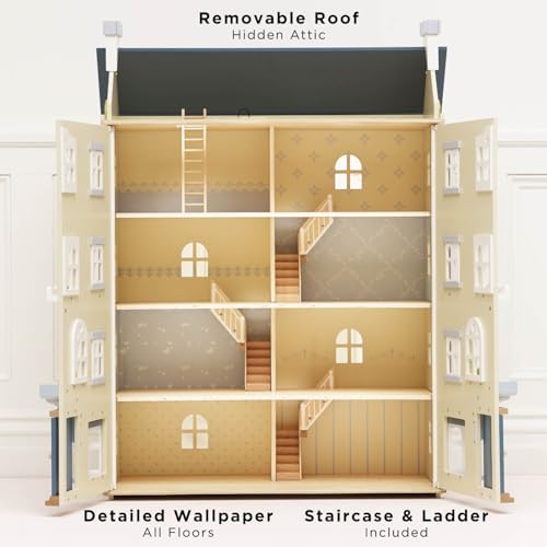 Le Toy Van - Palace House Large Wooden Doll House | Great As a Gift | 5 Storey Wooden Dolls House Play Set - Suitable for Ages 3+