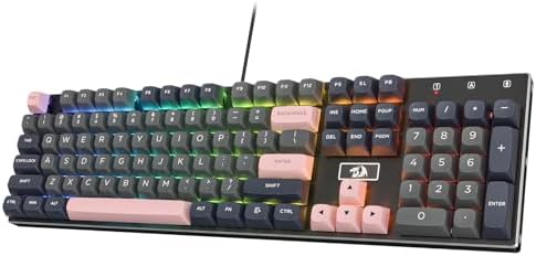 Redragon K556 Wired RGB Mechanical Gaming Keyboard, 104-Key Aluminum Board | Rock-Solid Metal Build, 20 Backlits Immersive ESports Vibe, Hot-swap Comfortable Tactile Brown Switch for Long-Time Typing