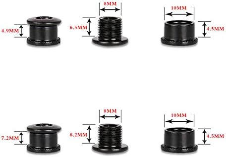 Ruiling 5pcs MTB Chainring Screw Mountain Road Bike Refitting Crankset Parts 4.9mm Fixing Bolts for Single Chainwheel Black