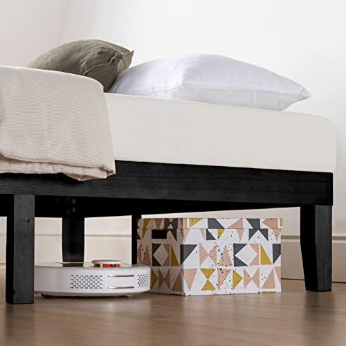 Mellow Naturalista Classic - 12 Inch Solid Wood Platform Bed with Wooden Slats, No Box Spring Needed, Easy Assembly, Queen, Pine
