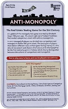 Anti-Monopoly Game Tin Travel by University Games |The Real Estate Trading Game for the 21st Century | Fun