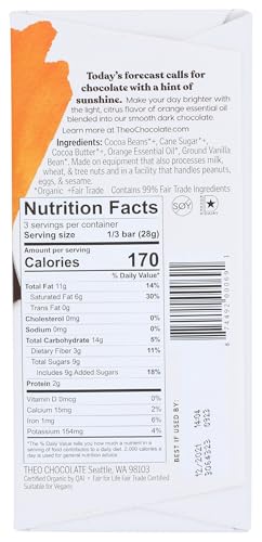 Theo Pure Organic Dark Chocolate Bar, 85% Cacao, 1 Bar | Vegan, Fair Trade