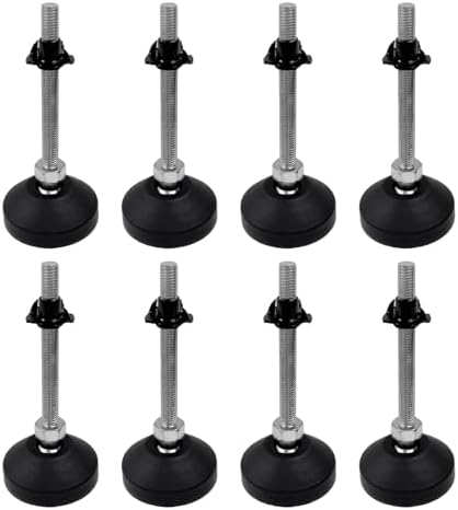 Antrader 4Pcs M8 x 2 Inch Steel Adjustable Leveling Feet,2 Inch Nylon Base | Reinforced Articulated Foot Cups for Furniture & Equipment,Anti-slip Dotted Rubber Base,Reduce Vibration & Protect Floors