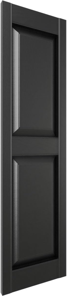 14 3/4"W x 71"H EverColor Raised Panel Exterior Vinyl Shutters, w/Installation Shutter-Lok's & Matching Screws (Per Pair), Black
