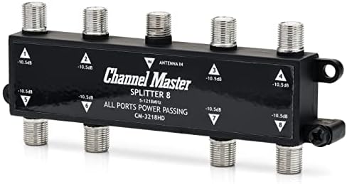 Channel Master Splitter 2 | 2-Way Splitter Distributes Digital HDTV Antenna Signal to 2 TVs, One Input and Two Outputs, Power Passing for Preamplifiers and Boosters, Low-Loss Design, Indoor/Outdoor