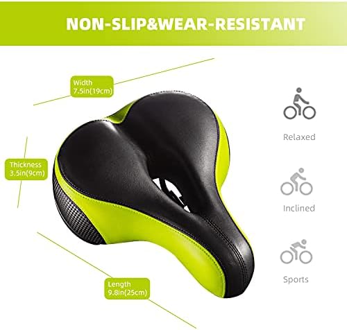 Bike Seat, Most Comfortable Bicycle Seat Dual Shock Absorbing Memory Foam Waterproof Bicycle Saddle Bike Seat Replacement with Refective Tape